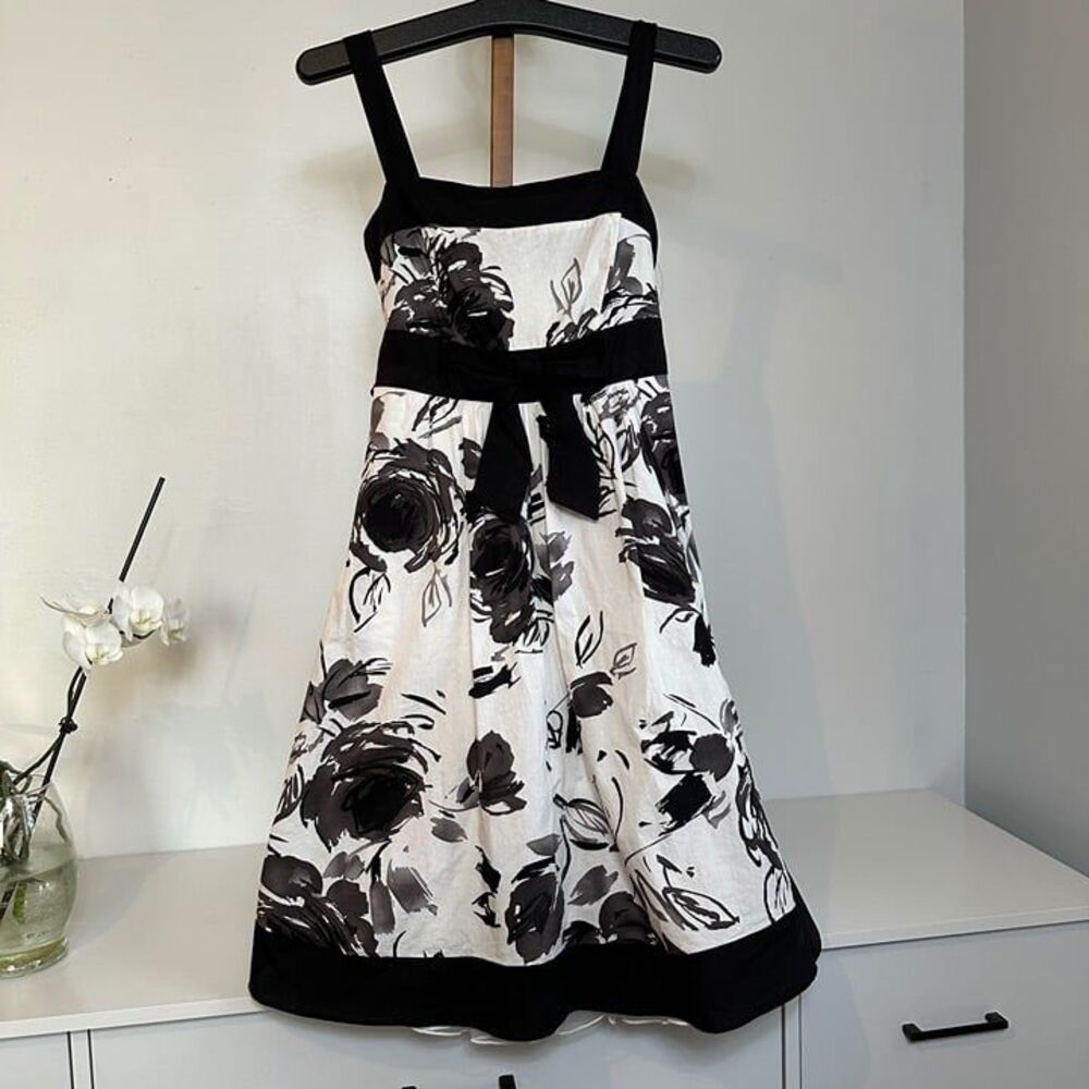Ruby Rox JUNIORS size 3 Black & White Floral Party Large Bow Tank Dress